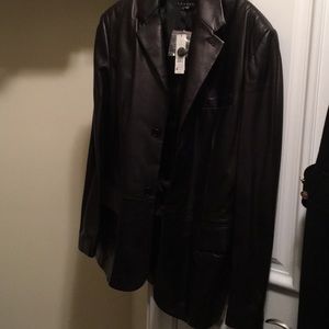 Theory men’s leather coat size large brand new